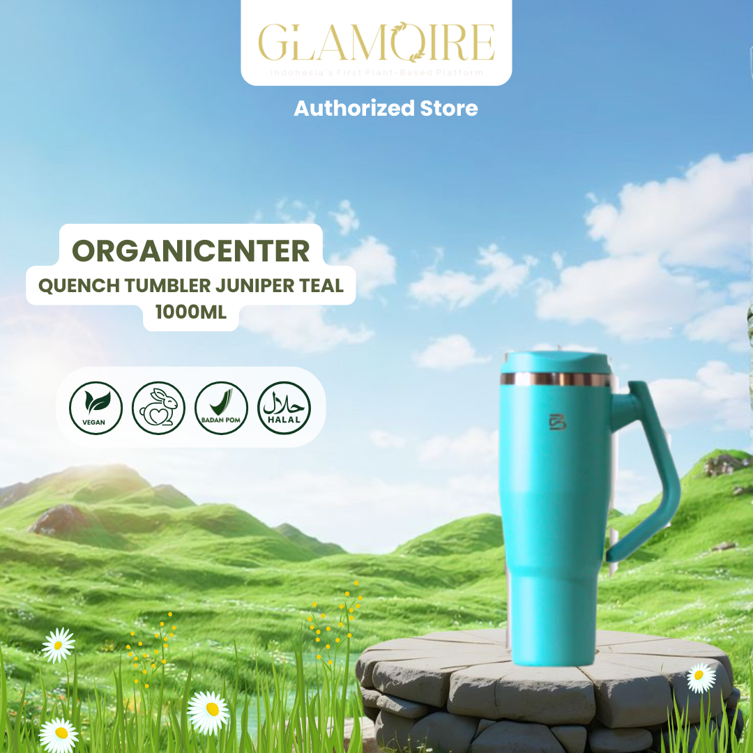 Glamoire- Organicenter BuddyQuench Tumbler 1000 ml Custom Engrave Organicenter Botol Air Minum Vacuum Insulated Rotatable Handle 304 Stainless